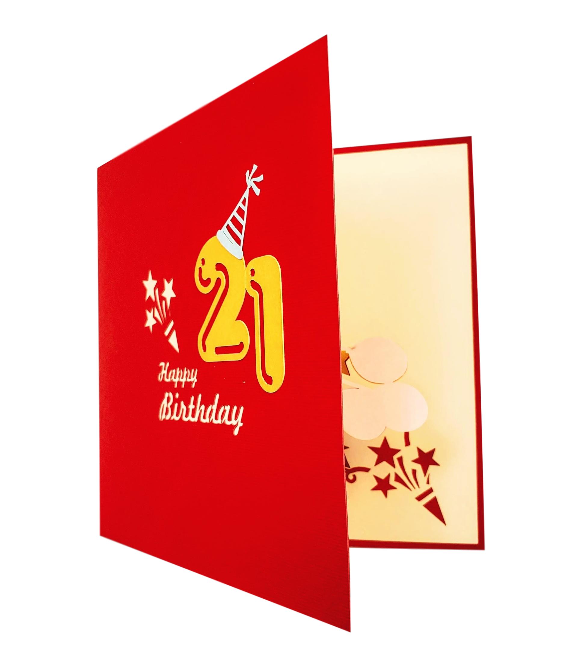 21st Red Party Box 3D Pop Up Greeting Card - Awesome - best wishes - Birthday - Brighten Someone’s D - iGifts And Cards