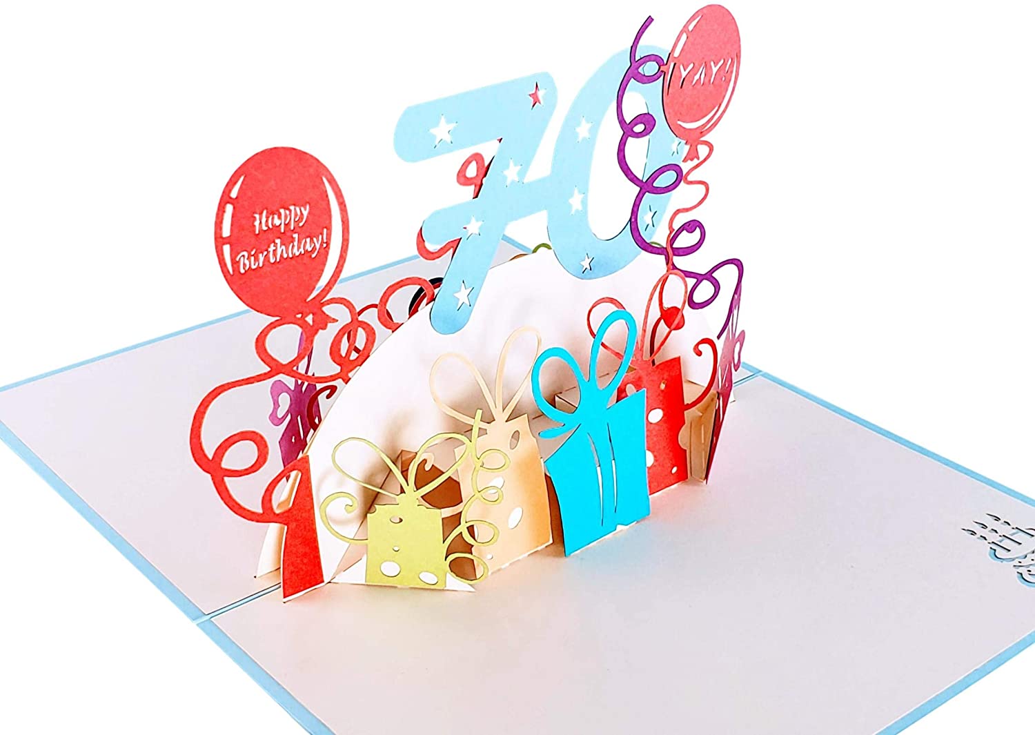 Happy 70th Birthday With Lots of Presents 3D Pop Up Greeting Card - Age - best deal - Birthday - iGifts And Cards