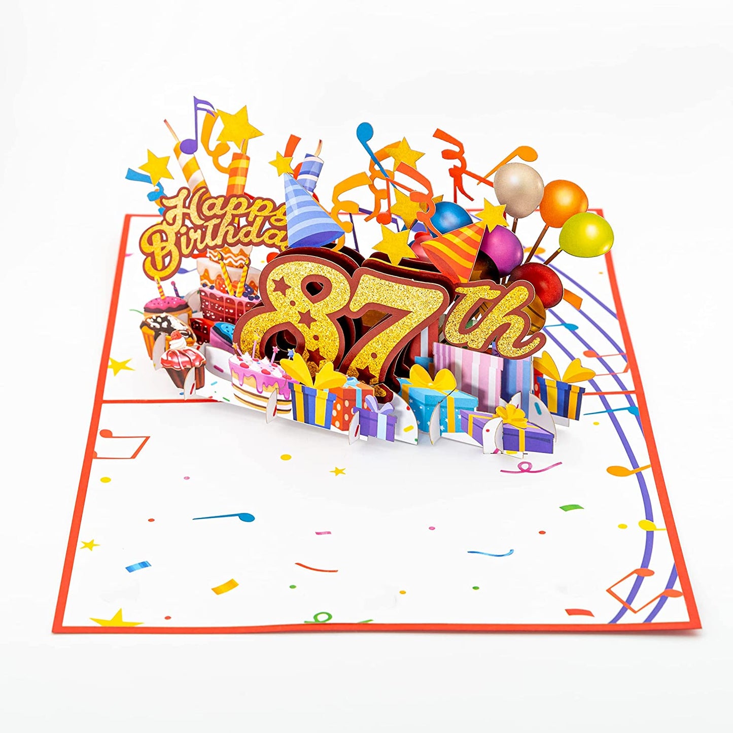 Happy 87th Red Birthday 3D Pop Up Greeting Card - Birthday - Happy Birthday - new arrival - iGifts And Cards
