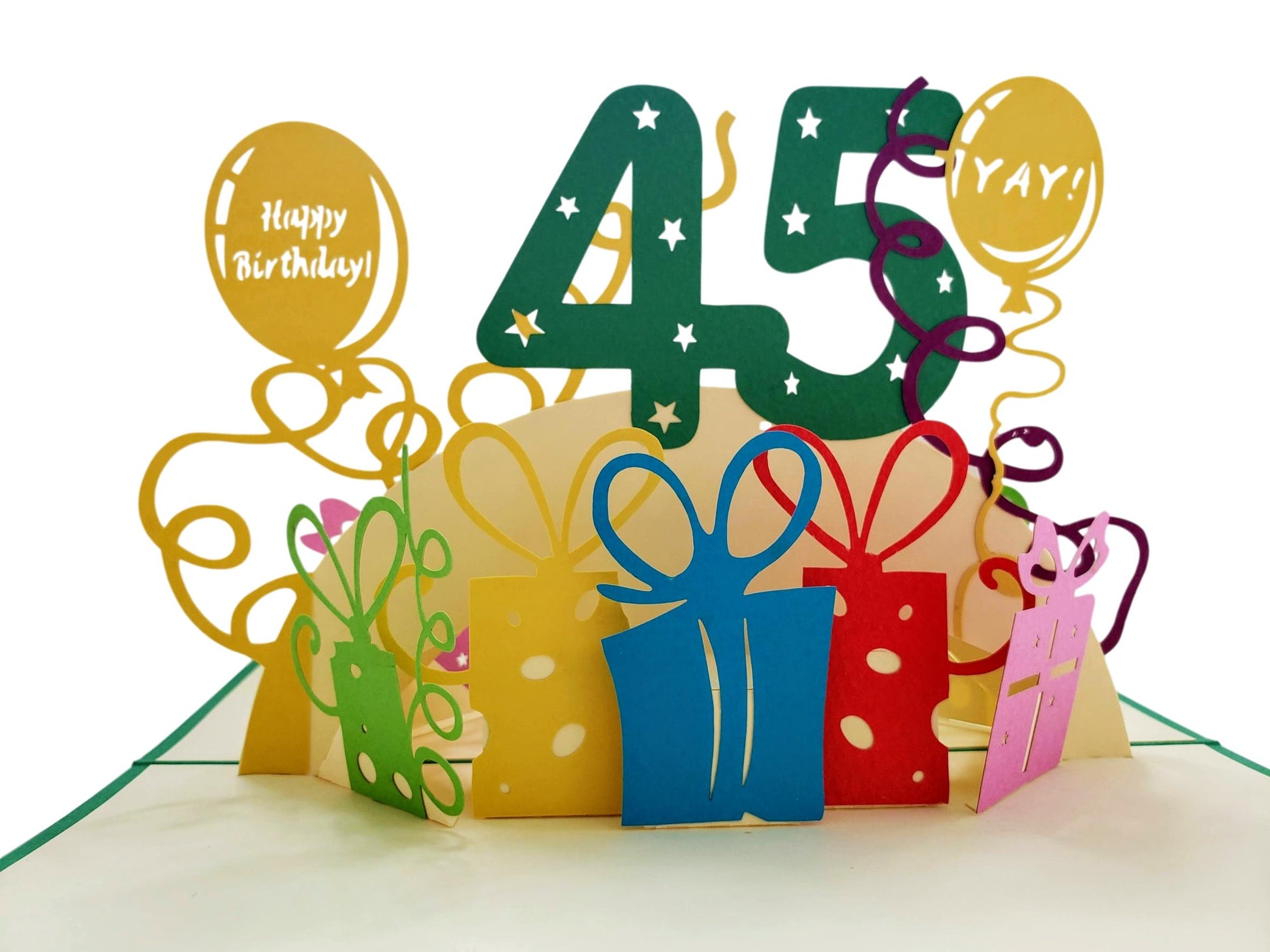 Happy 45th Birthday With Lots of Presents 3D Pop Up Greeting Card - Age - Birthday - iGifts And Cards