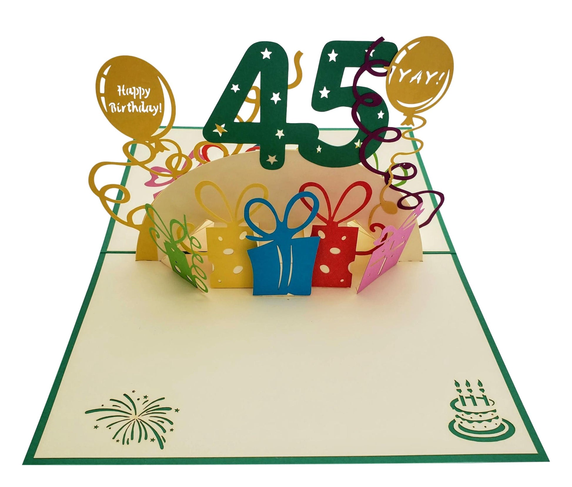 Happy 45th Birthday With Lots of Presents 3D Pop Up Greeting Card - Age - Birthday - iGifts And Cards