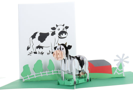 Dairy Cow and Barn 3D Pop Up Greeting Card - All Occasion - Birthday - Friendship - Just Because - n - iGifts And Cards