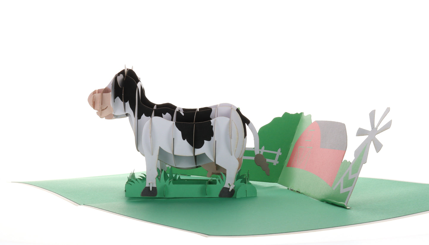 Dairy Cow and Barn 3D Pop Up Greeting Card - All Occasion - Birthday - Friendship - Just Because - n - iGifts And Cards