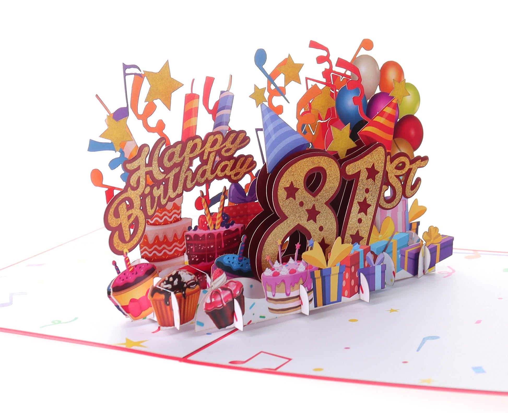 Happy 81st Red Birthday 3D Pop Up Greeting Card - Happy Birthday - iGifts And Cards