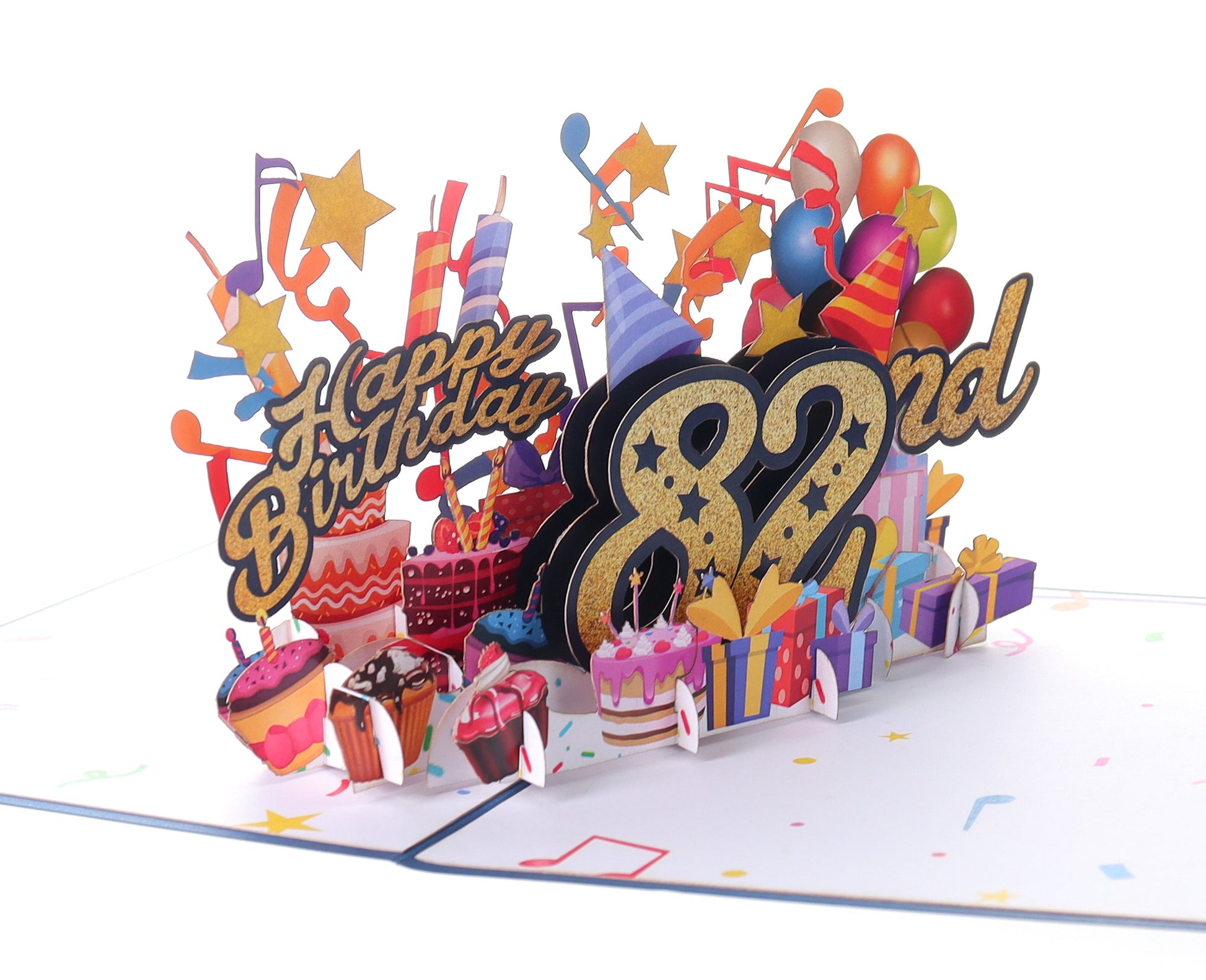 Happy 82nd Blue Birthday 3D Pop Up Greeting Card - Happy Birthday - iGifts And Cards