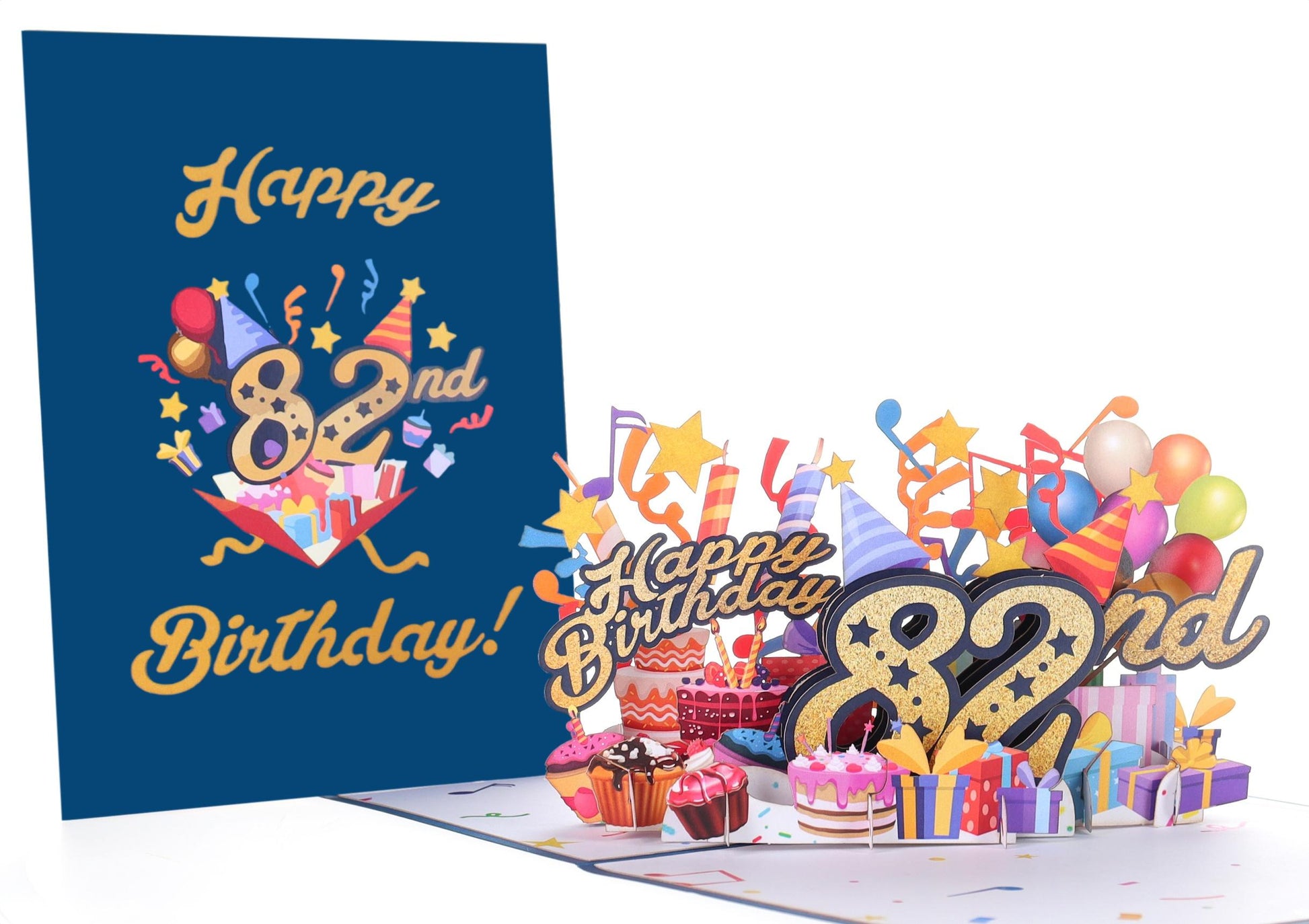 Happy 82nd Blue Birthday 3D Pop Up Greeting Card - Happy Birthday - iGifts And Cards