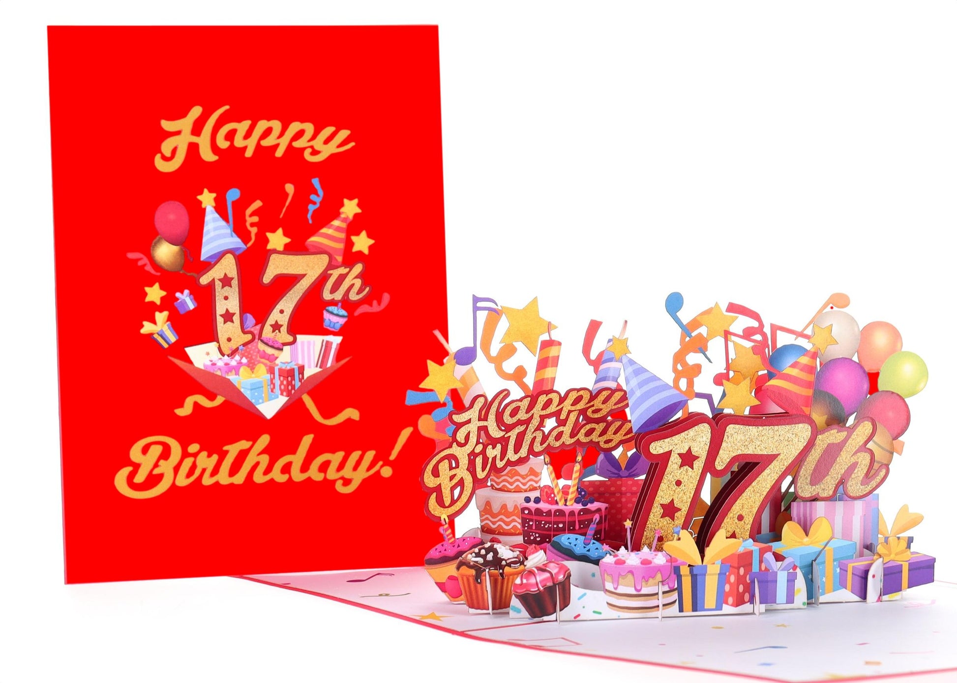 Happy 17th Red Birthday 3D Pop Up Greeting Card - Birthday - funny birthday - Happy Birthday - iGifts And Cards