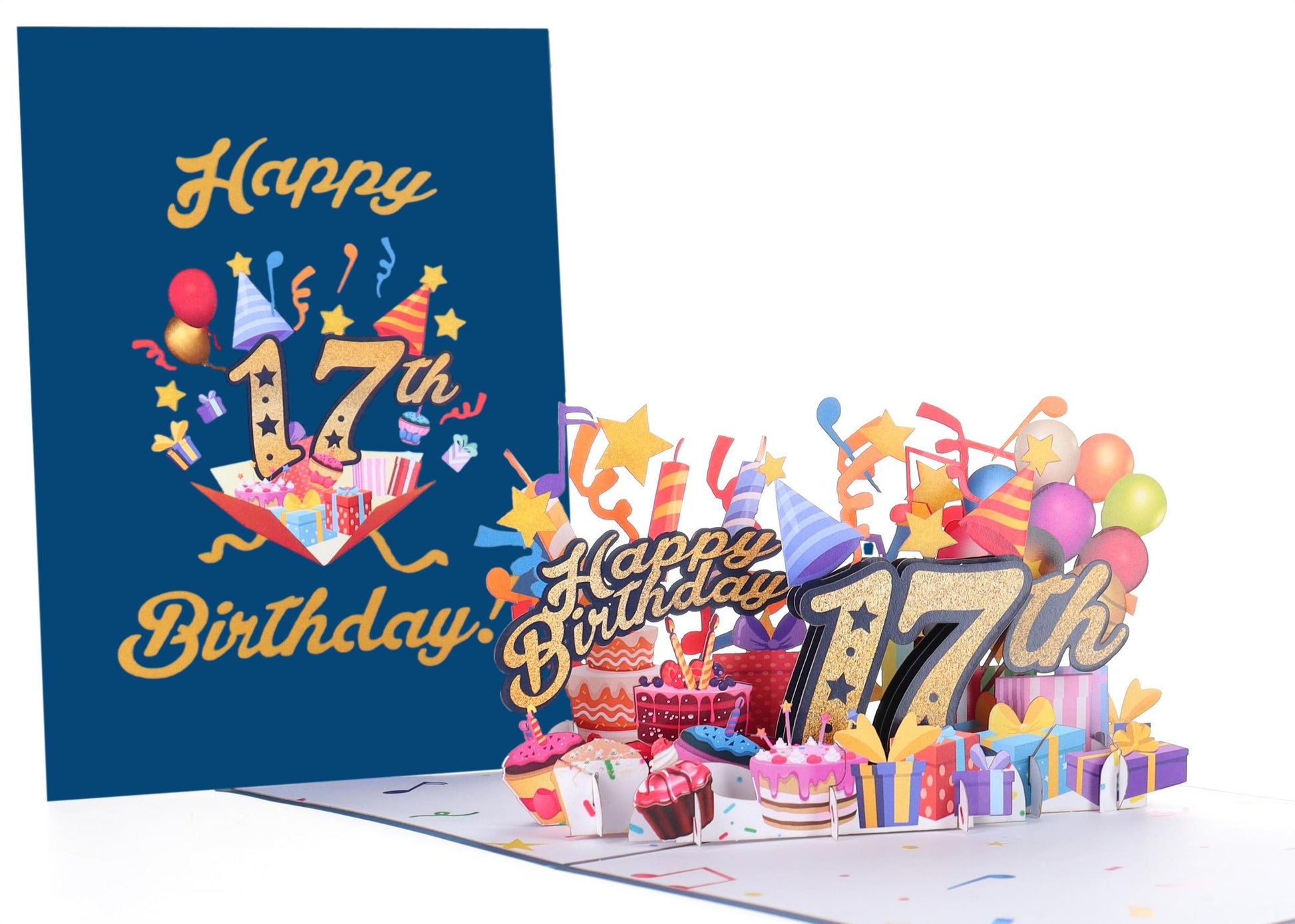 Happy 17th Blue Birthday 3D Pop Up Greeting Card - Birthday - funny birthday - Happy Birthday - iGifts And Cards