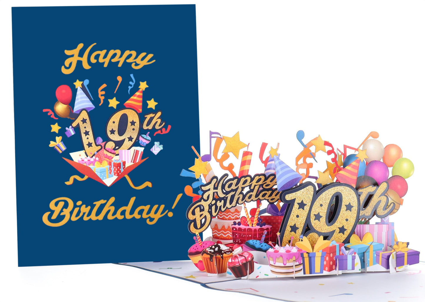 Happy 19th Blue Birthday 3D Pop Up Greeting Card - Birthday - funny birthday - Happy Birthday - iGifts And Cards