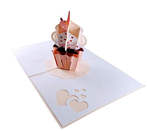 5th Birthday Pink Hearts Cupcake 3D Pop Up Greeting Card - Birthday - iGifts And Cards