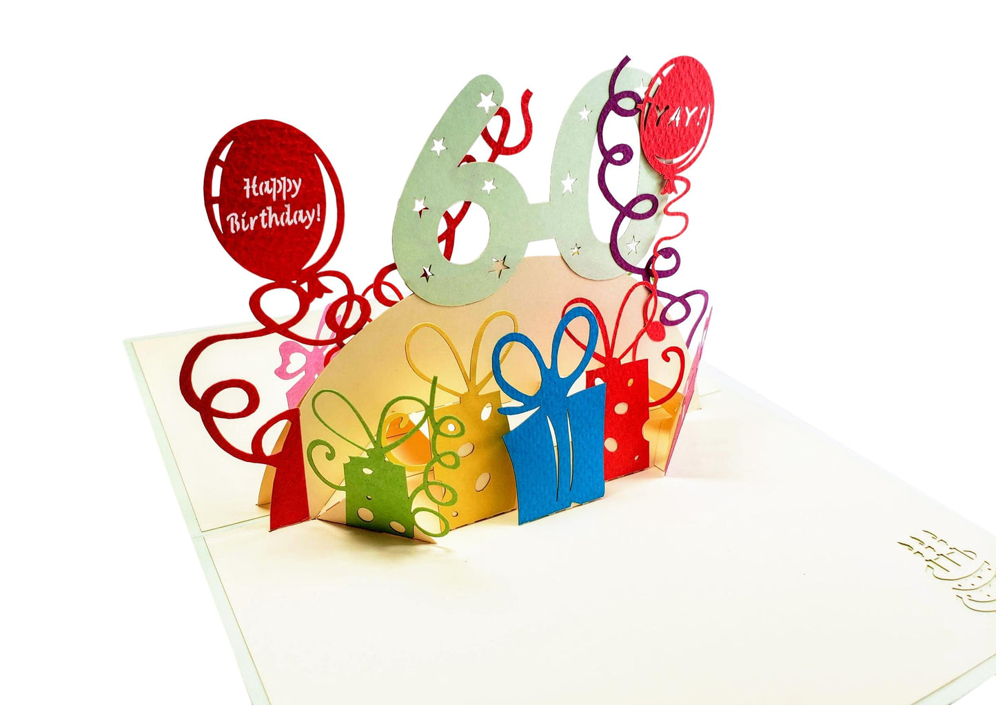Happy 60th Birthday With Lots of Presents 3D Pop Up Greeting Card - Age - best deal - Birthday - iGifts And Cards