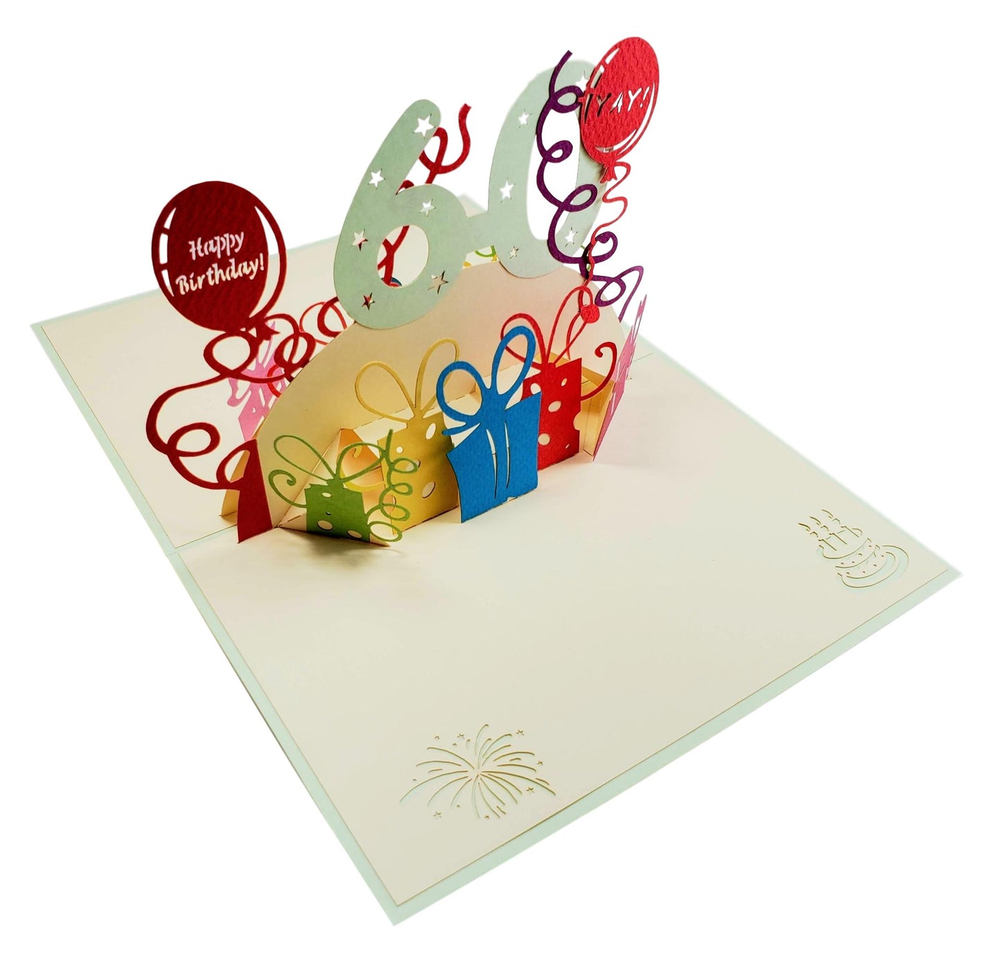 Happy 60th Birthday With Lots of Presents 3D Pop Up Greeting Card - Age - best deal - Birthday - iGifts And Cards