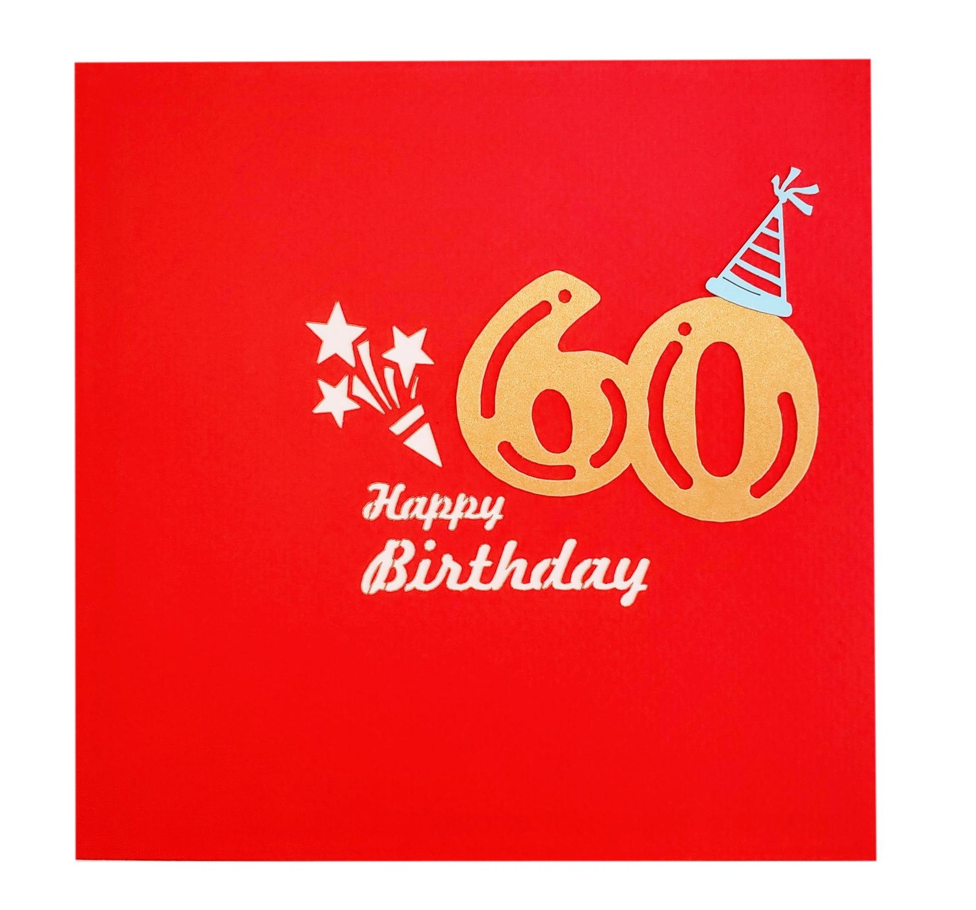Happy 60th Birthday Red Party Box 3D Pop Up Greeting Card - Birthday - Fun - Milestone - Special Day - iGifts And Cards