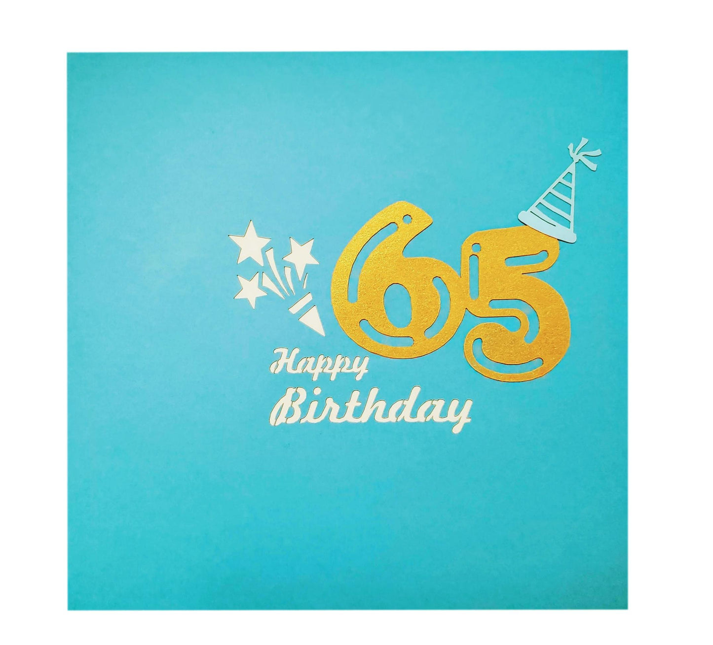 Happy 65th Birthday Blue Party Box 3D Pop Up Greeting Card -  - iGifts And Cards