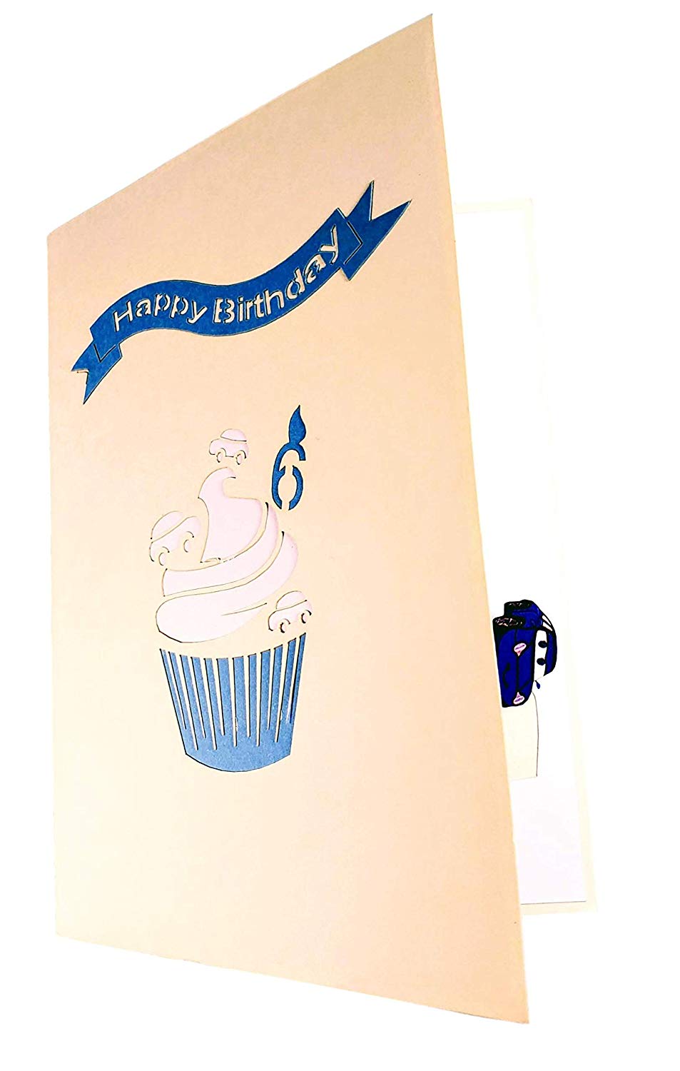 6th Birthday Blue Cars Cupcake 3D Pop Up Greeting Card - Birthday - iGifts And Cards