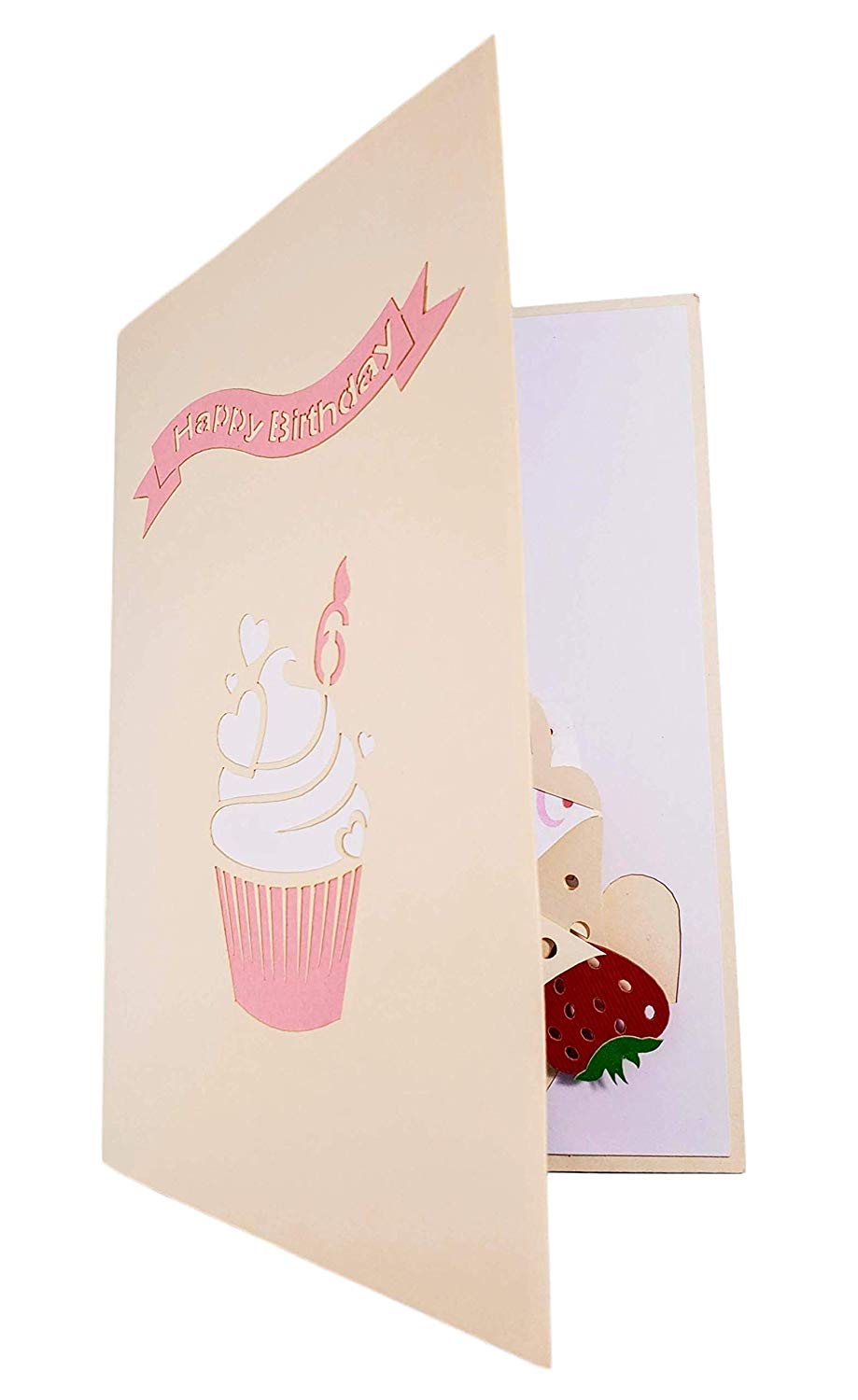 6th Birthday Pink Hearts Cupcake 3D Pop Up Greeting Card - Birthday - iGifts And Cards