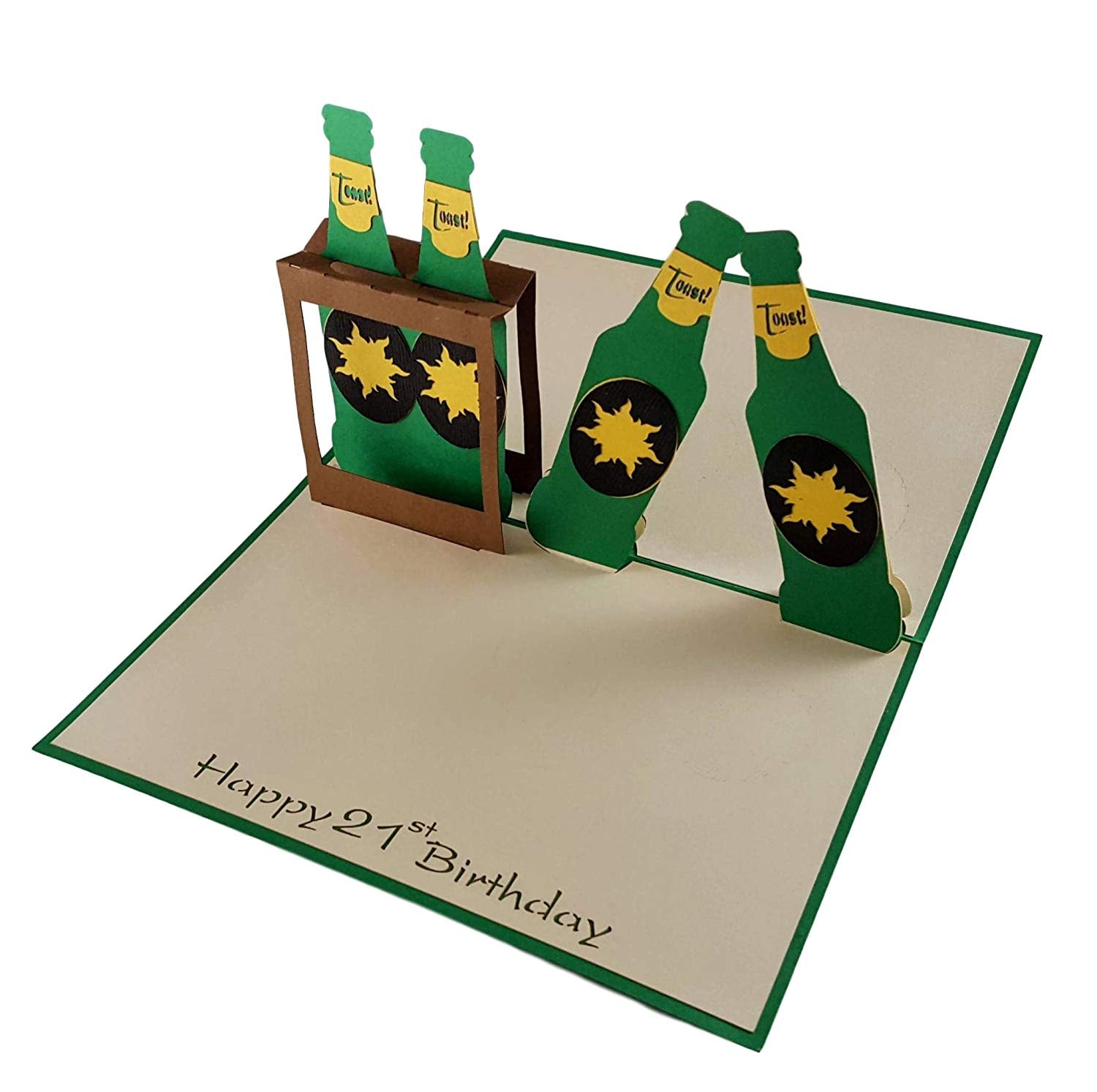 Happy 21st Birthday Beer Version 3D Pop Up Card - Birthday - Congratulations - iGifts And Cards