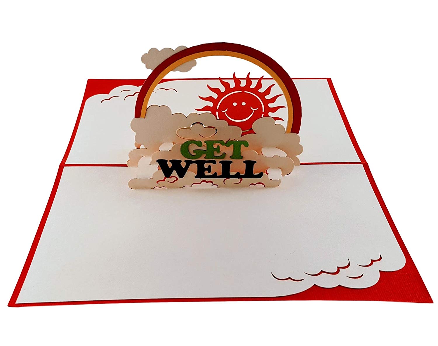 Get Well (Red) 3D Pop Up Greeting Card - Get Well - Thinking Of You - iGifts And Cards