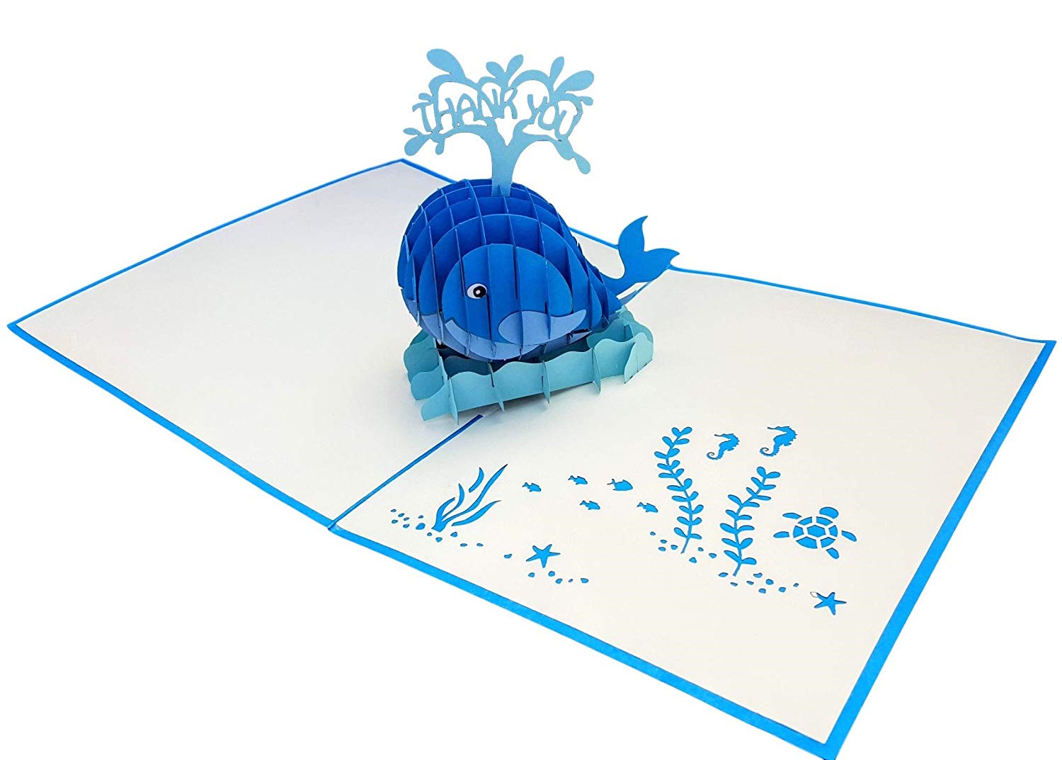 Blue Whale Thank You 3D Pop Up Greeting Card - Happy Thanksgiving - Just Because - Thank You - Think - iGifts And Cards