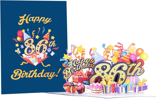 Happy 86th Blue Birthday 3D Pop Up Greeting Card - Birthday - funny birthday - Happy Birthday - new - iGifts And Cards