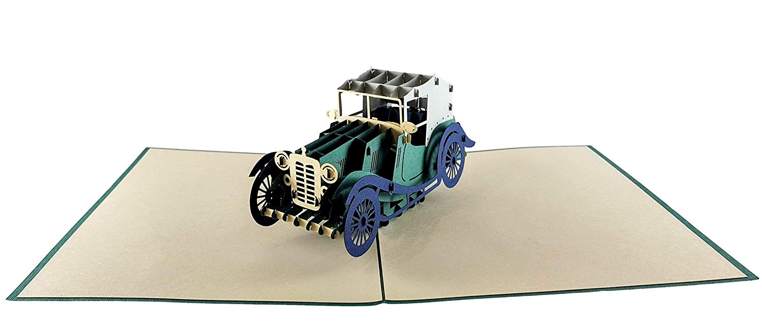 Classic Car 3D Pop Up Greeting Card - Admin Assistant Day - Birthday - Father's Day - Fun - Just Bec - iGifts And Cards
