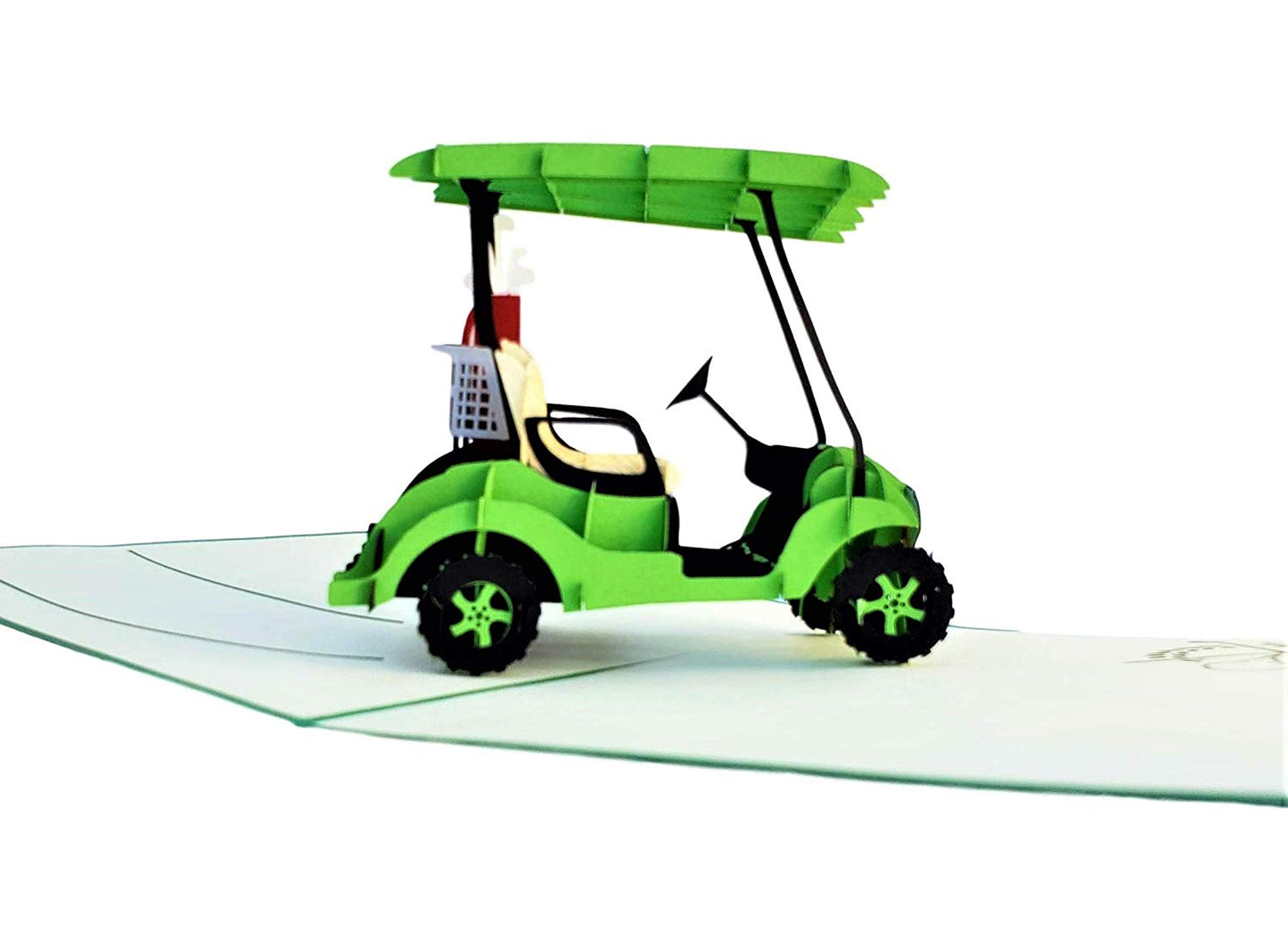 Green Golf Cart 3D Pop Up Greeting Card - Fun - Green - Just Because - Special Days - iGifts And Cards