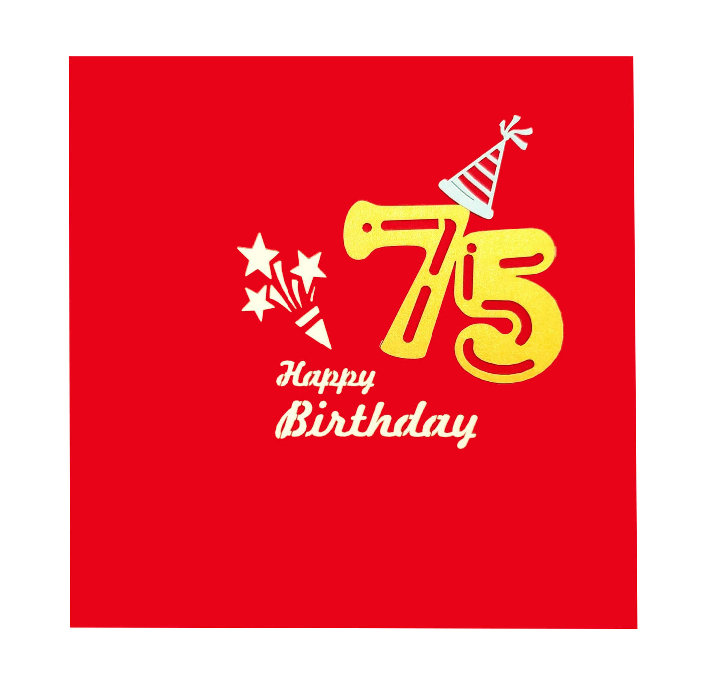 Happy 75th Red Birthday Party Box 3D Pop Up Greeting Card - Awesome - Balloons - Birthday - Celebrat - iGifts And Cards