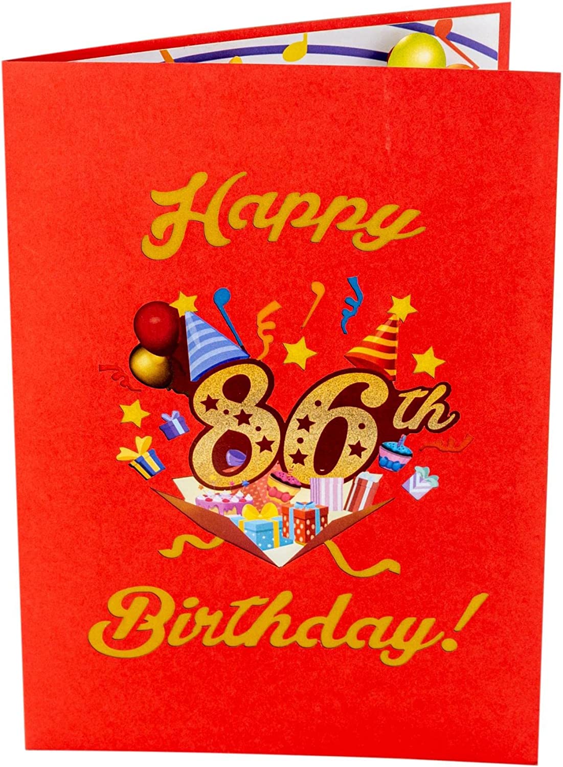 Happy 86th Red Birthday 3D Pop Up Greeting Card - Birthday - funny birthday - Happy Birthday - new - iGifts And Cards