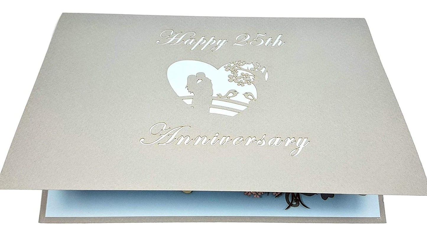 Happy 25th Anniversary 3D Pop Up Greeting Card - 25th Anniversary - Anniversary - Love - Mom and Dad - iGifts And Cards