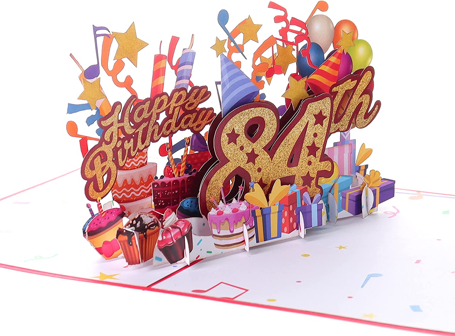 Happy 84th Red Birthday 3D Pop Up Greeting Card - Birthday - funny birthday - Happy Birthday - new - iGifts And Cards
