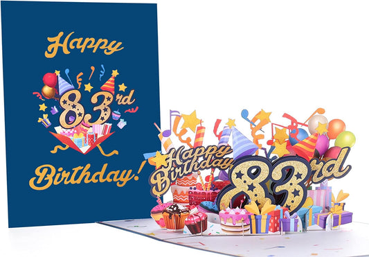 Happy 83rd Blue Birthday 3D Pop Up Greeting Card - Birthday - funny birthday - Happy Birthday - new - iGifts And Cards