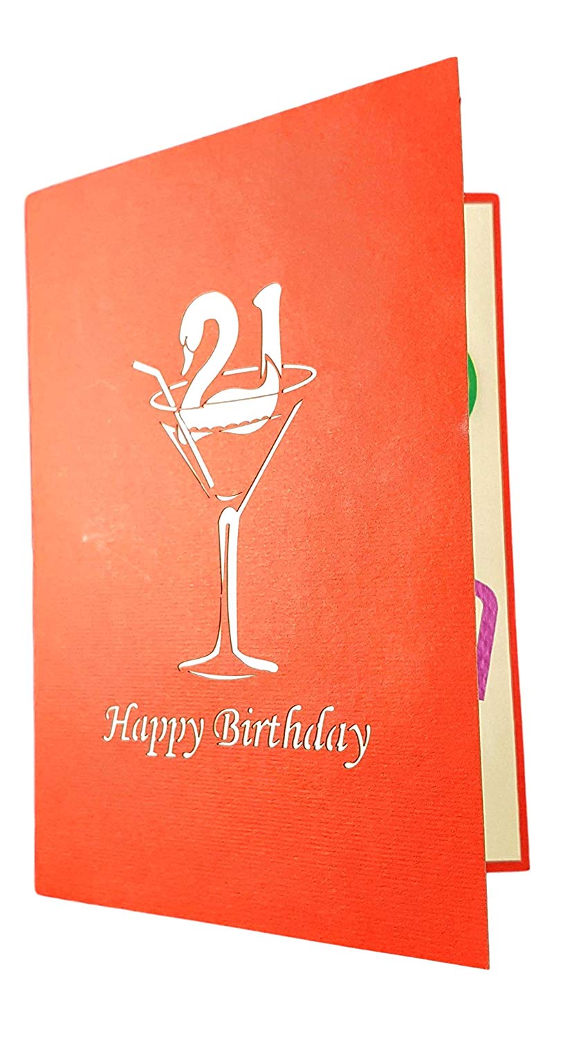 Happy 21st Birthday Cocktail Version 3D Pop Up Card - Birthday - Congratulations - iGifts And Cards