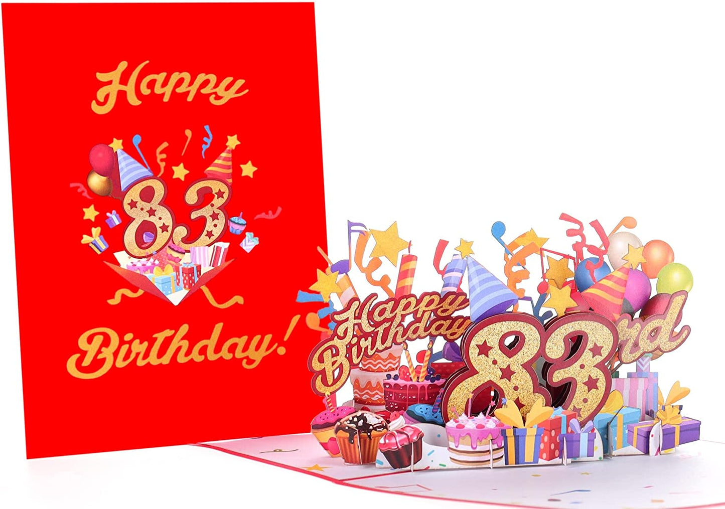 Happy 83rd Red Birthday 3D Pop Up Greeting Card - Birthday - funny birthday - Happy Birthday - new - iGifts And Cards