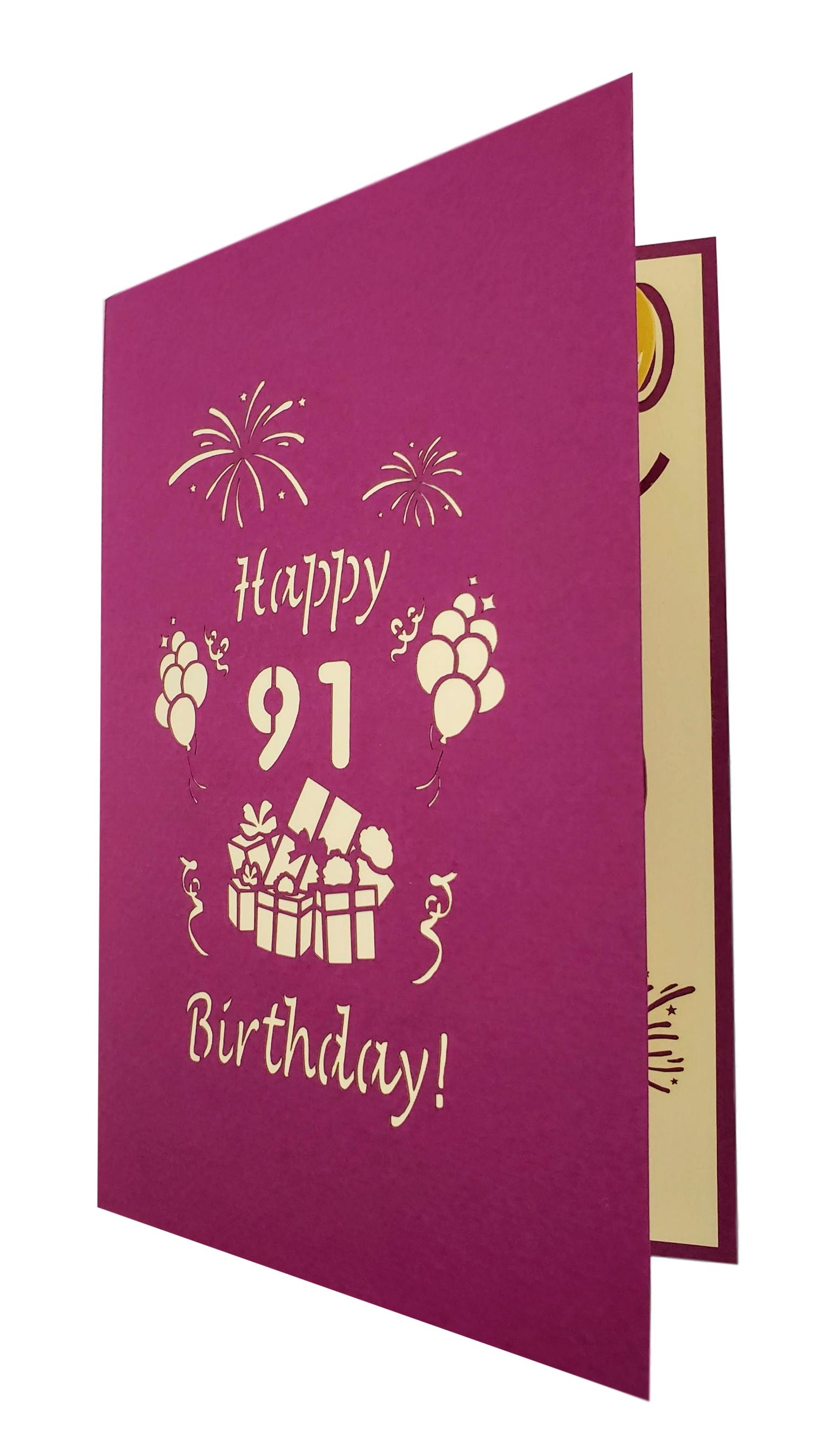 91st Birthday With Presents 3D Pop Up Greeting Card - Awesome - Balloons - best wishes - Birthday - iGifts And Cards