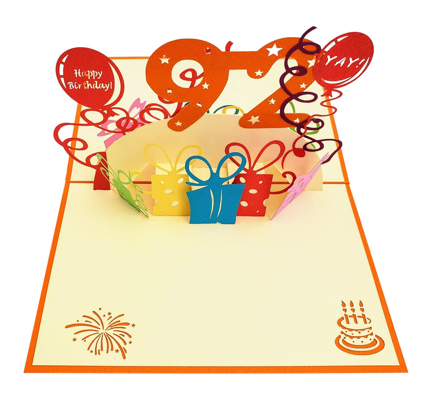 Happy 92nd Birthday with Presents 3D Pop Up Greeting Card - Birthday - funny birthday - Happy Birthd - iGifts And Cards