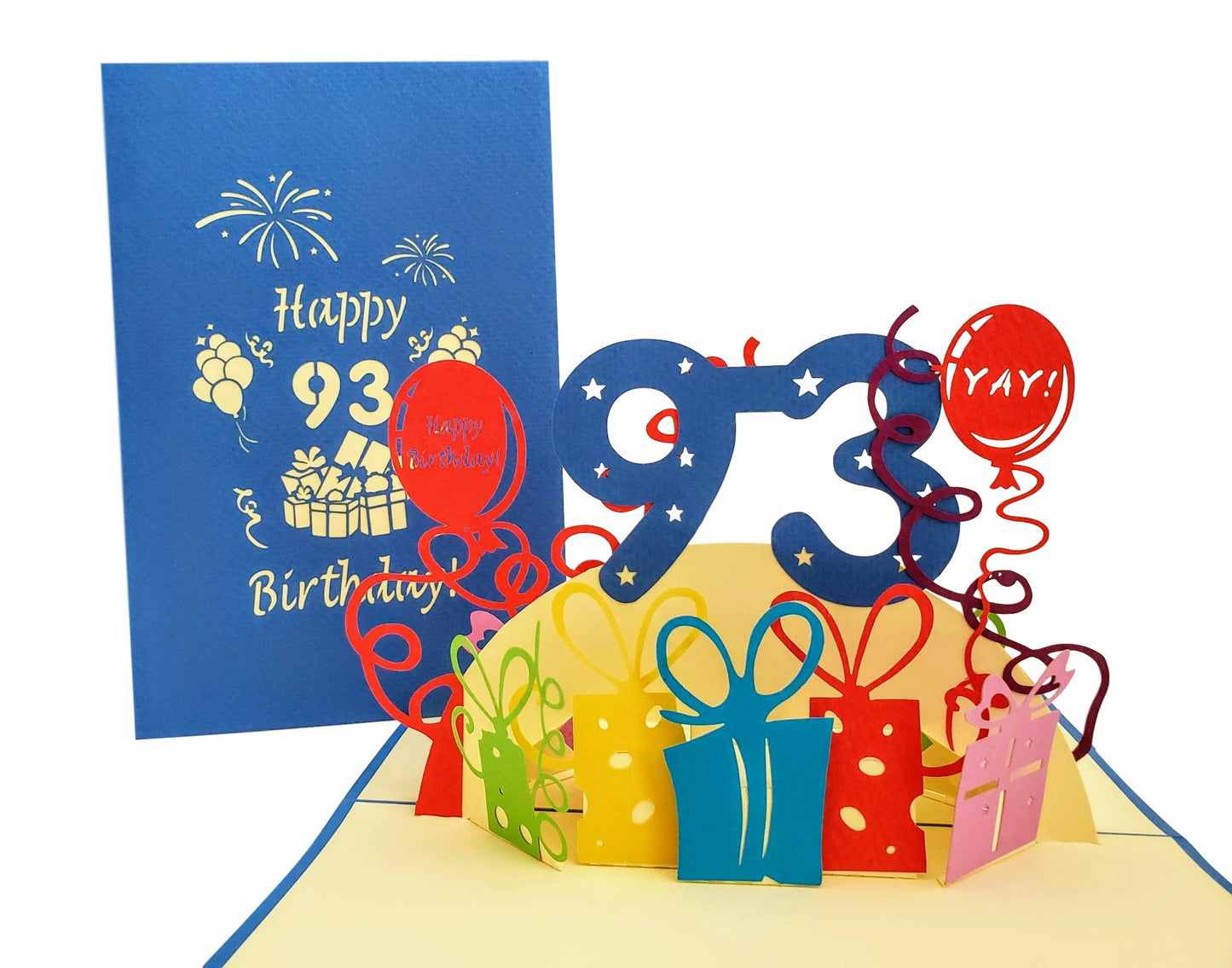 Happy 93rd Birthday with Presents 3D Pop Up Greeting Card - Birthday - funny birthday - Happy Birthd - iGifts And Cards