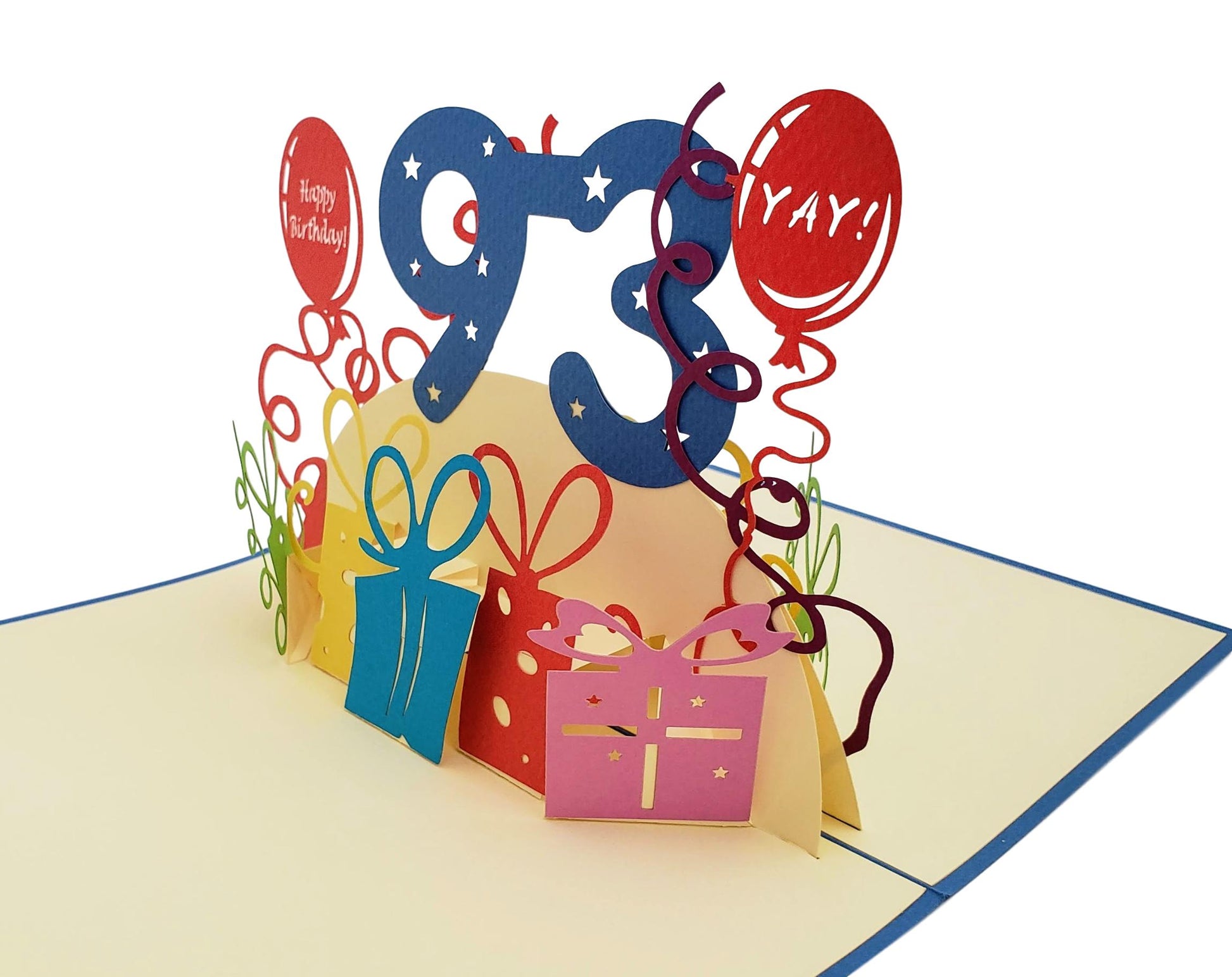Happy 93rd Birthday with Presents 3D Pop Up Greeting Card - Birthday - funny birthday - Happy Birthd - iGifts And Cards