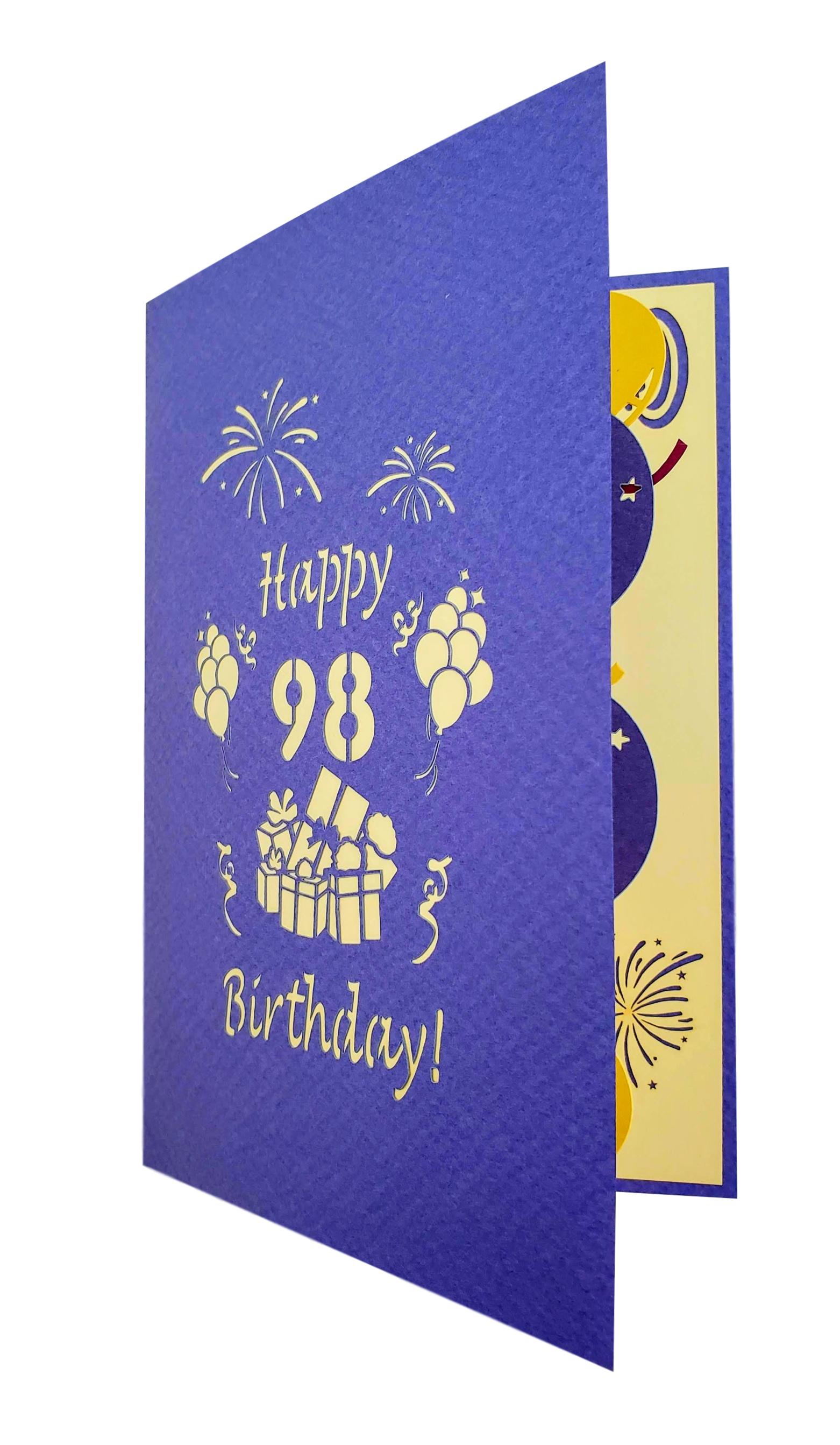 98th Birthday with Presents 3D Pop Up Greeting Card - Awesome - best wishes - Birthday - Celebration - iGifts And Cards