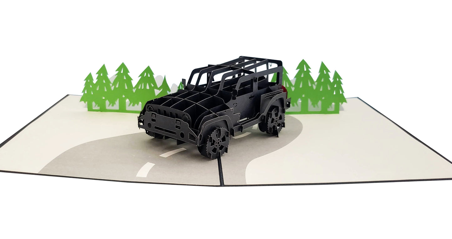 Adventure Awaits Jeep 3D Pop Up Greeting Card - Birthday - Father's Day - Fun - Graduation - Iconic - iGifts And Cards