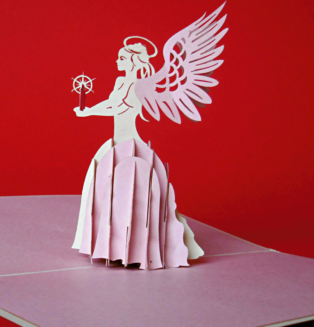 Angel (Pink) 3D Pop Up Greeting Card - Baby Shower - Christmas - Get Well - Religion - Special Days - iGifts And Cards