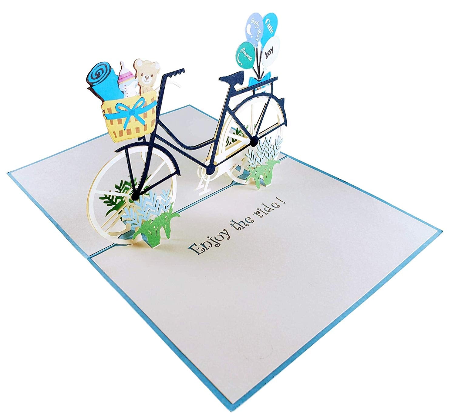 Baby Boy Bike Shower 3D Pop up Greeting Card - Baby Shower - Congratulations - iGifts And Cards