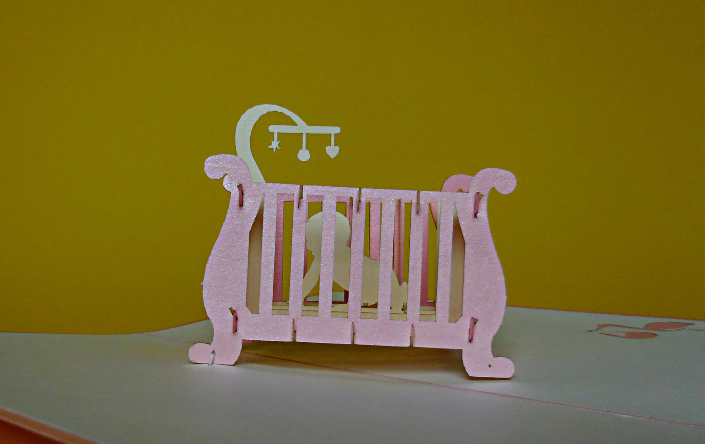Baby Girl Crib 3D Pop Up Greeting Card - Baby Shower - Special Days - iGifts And Cards