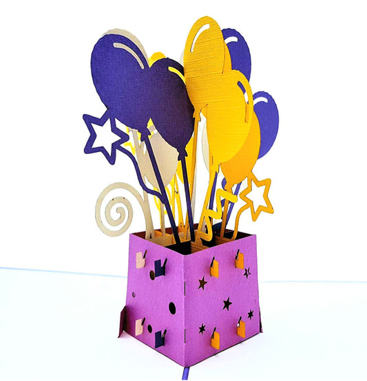 Balloon Bouquet 3D Pop Up Greeting Card - Birthday - Congratulations - Fun - Get Well - Graduation - iGifts And Cards