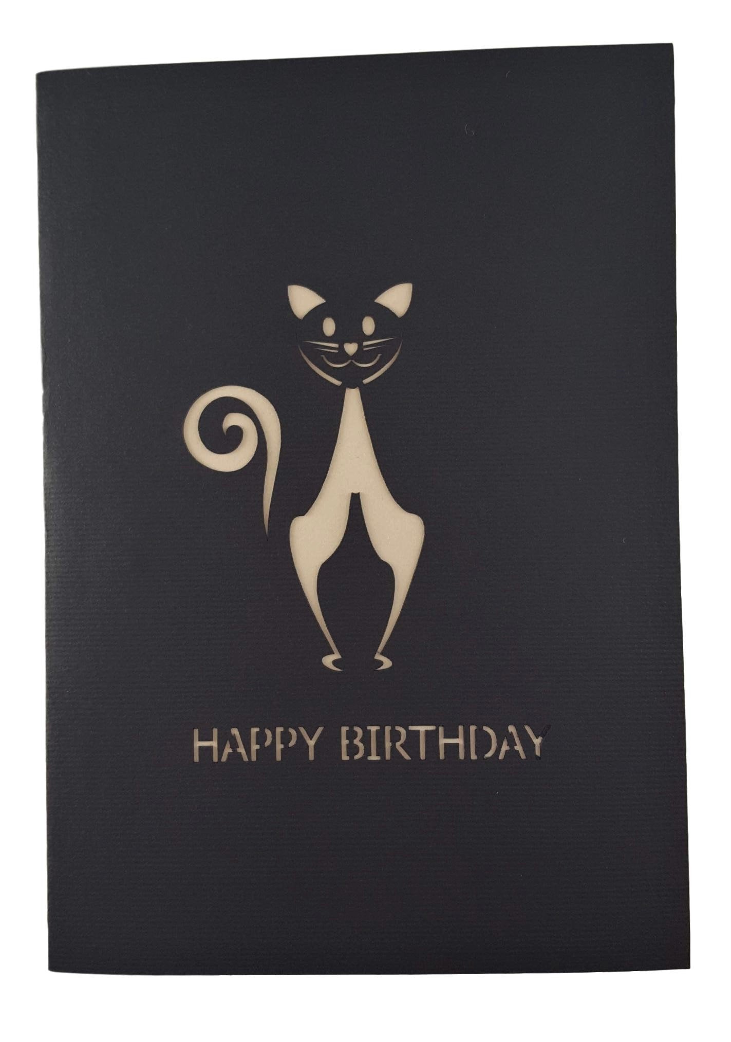 Black Cat Birthday 3D Pop Up Card - Animal - Birthday - Fun - iGifts And Cards