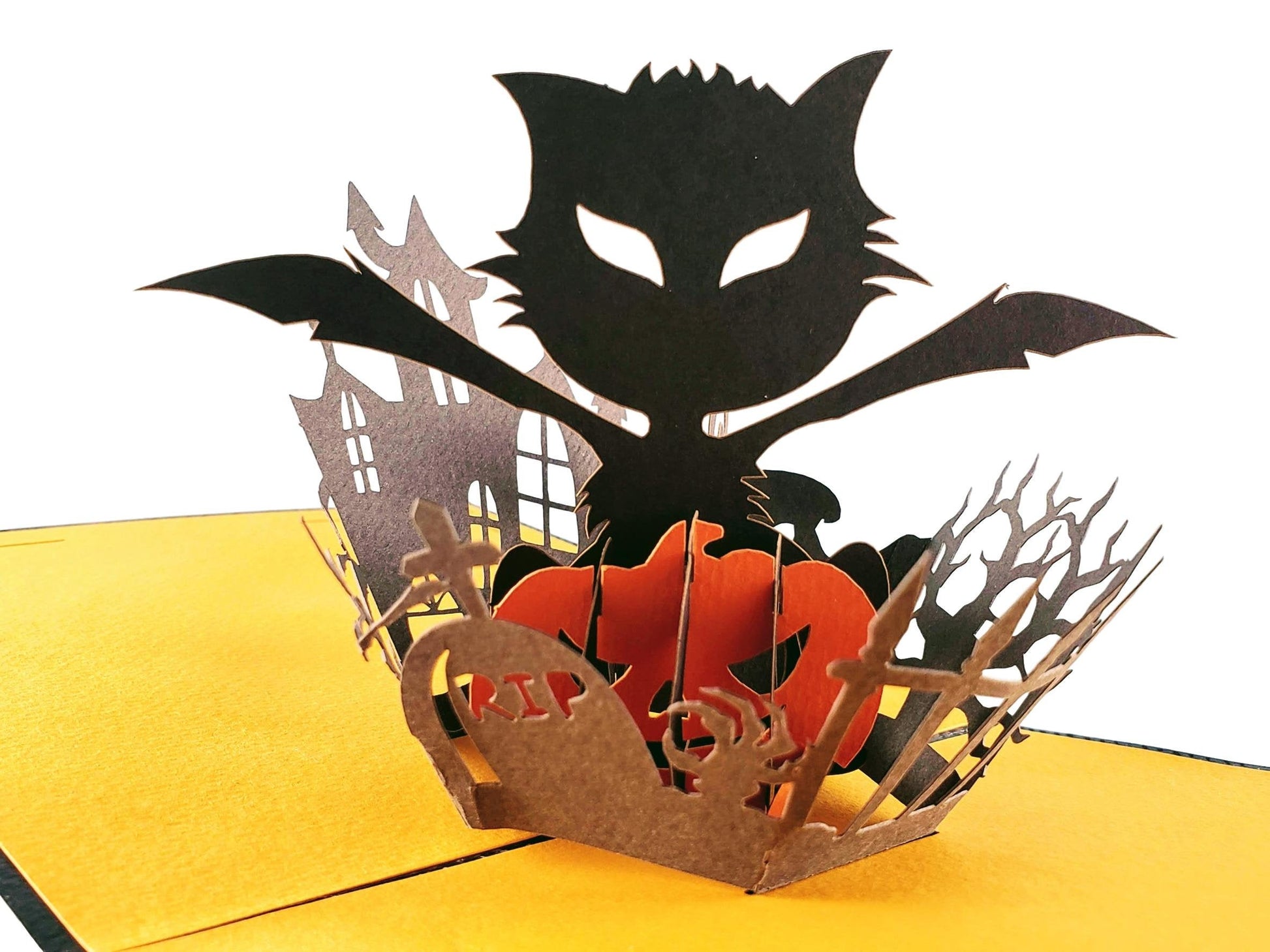 Black Magic Cat 3D Pop Up Greeting Card - 3d halloween card - black cat halloween cards - cat hallow - iGifts And Cards