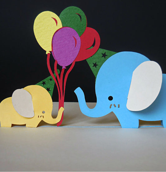 Blue Birthday Elephants 3D Pop Up Greeting Card - Birthday - iGifts And Cards
