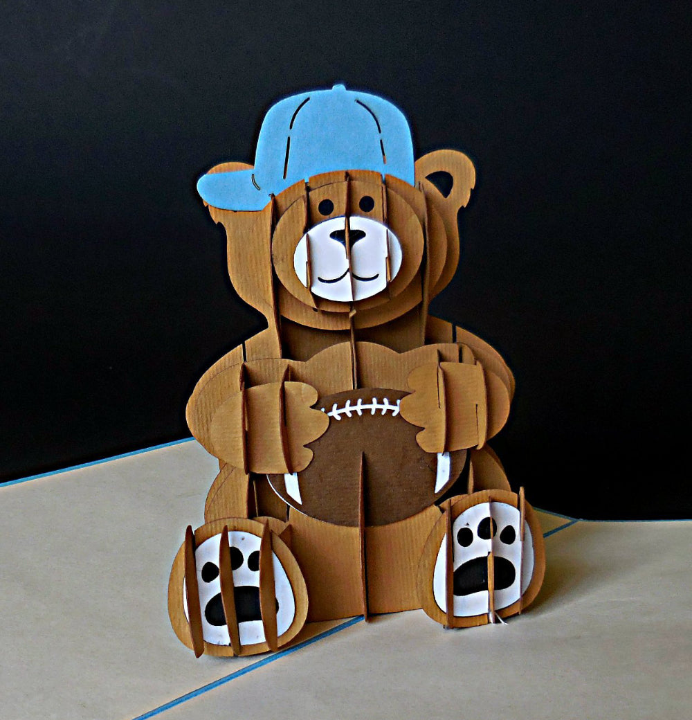 Boy Bear 3D Pop Up Greeting Card - Baby Shower - Birthday - iGifts And Cards