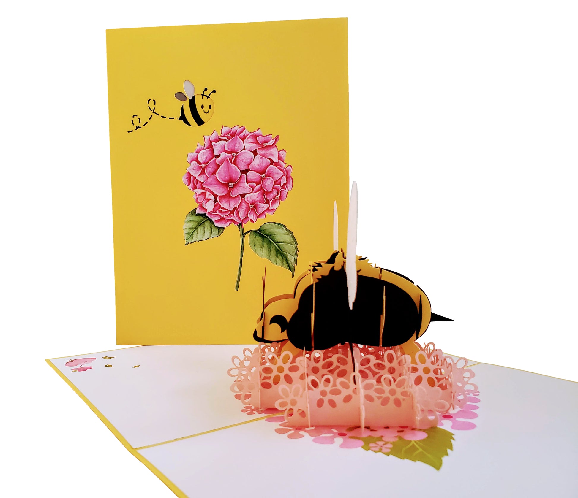 Happy Floral Bee 3D Pop Up Greeting Card - Birthday - Fun - Get Well - Just Because - Love - Mother' - iGifts And Cards