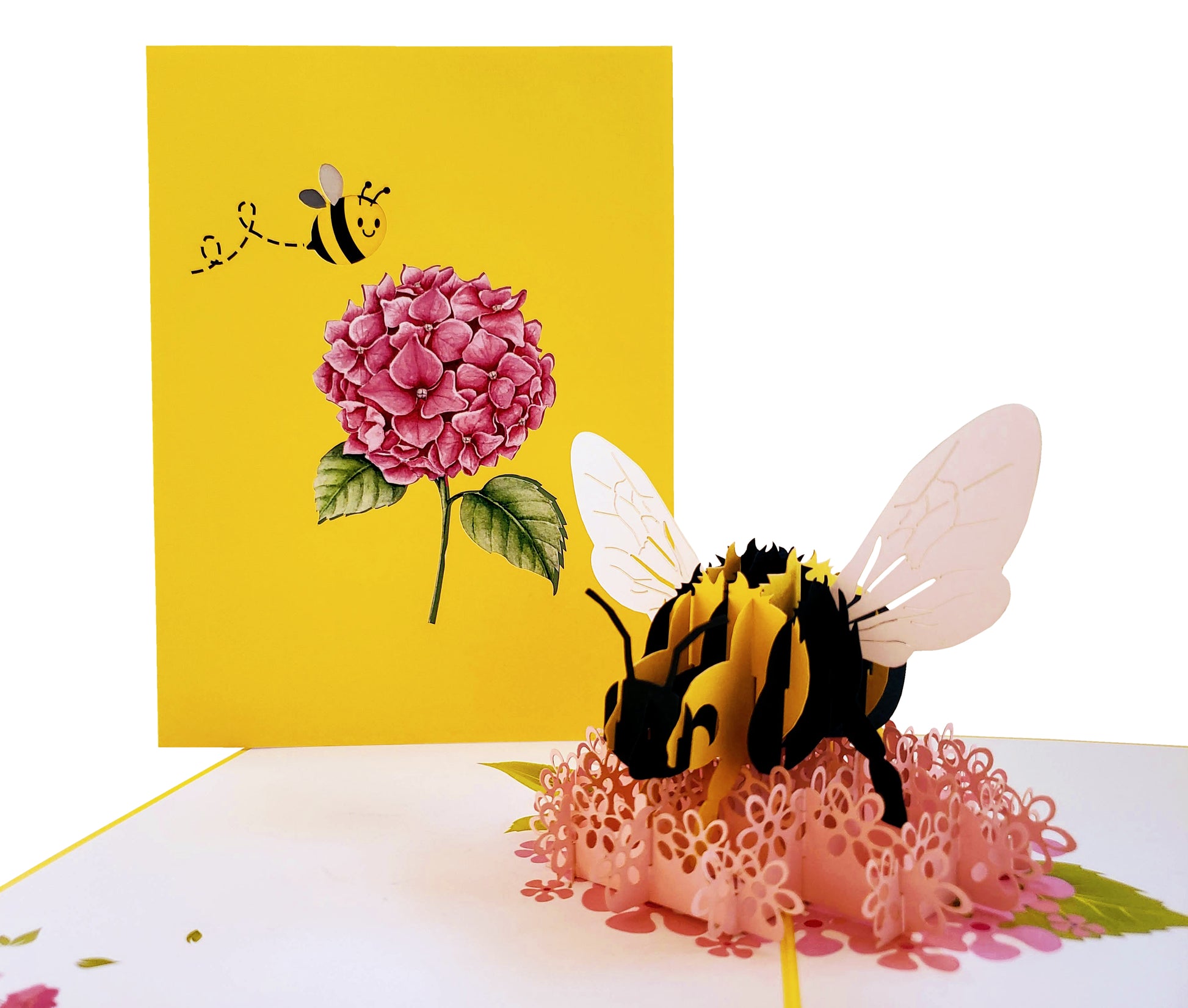 Happy Floral Bee 3D Pop Up Greeting Card - Birthday - Fun - Get Well - Just Because - Love - Mother' - iGifts And Cards