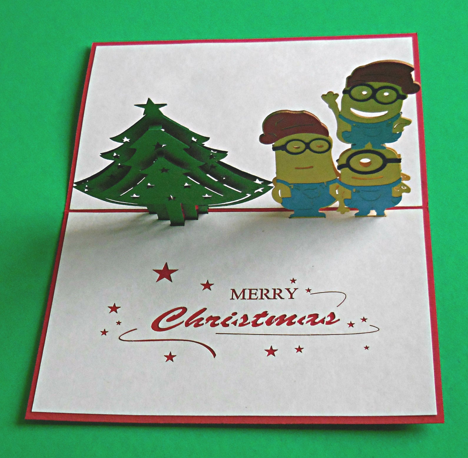 Minions with Christmas Tree 3D Pop Up Greeting Card - Christmas - iGifts And Cards